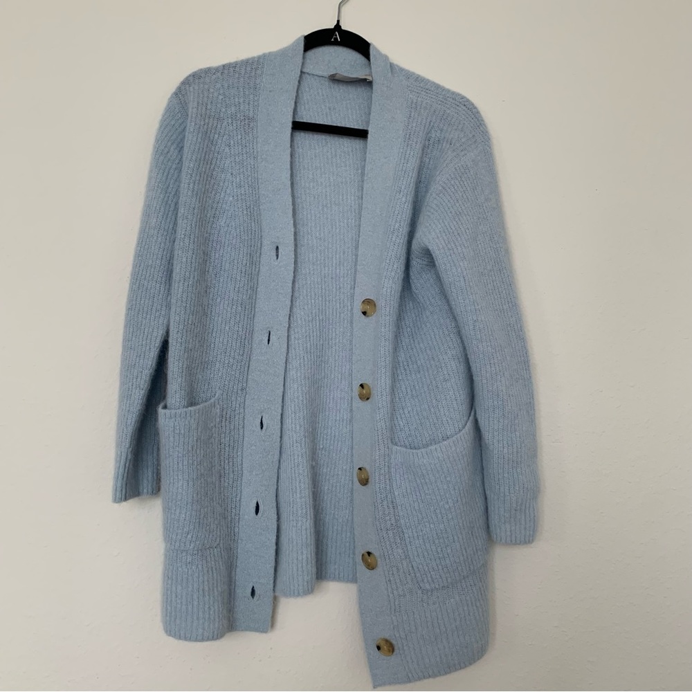 The Oversized Alpaca Pocket Cardigan Everlane Women’s Small Blue Button